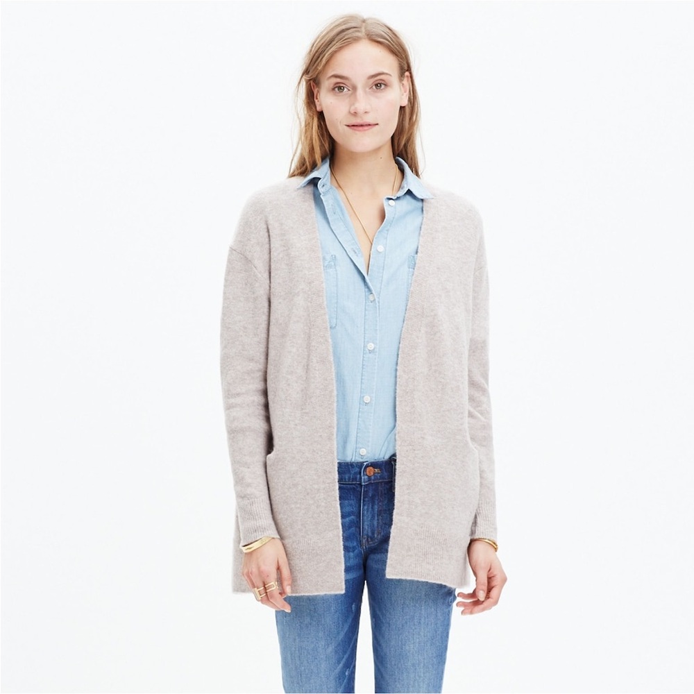 Madewell Ryder Cardigan‎ Sweater in Heather Flax